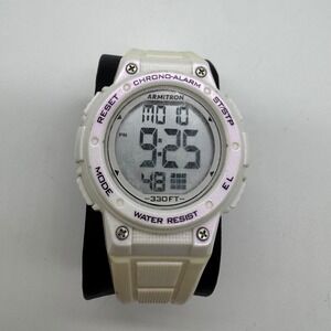Armitron Pro Sport Digital Watch White Pearlescent 45/7086 Chrono Alarm 330FT